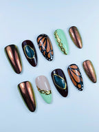 Monarch Butterfly Chrome Design Press On Nail Set