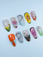 Tropical Fruit Floral Design Press On Nail Set