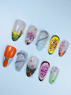 Tropical Fruit Floral Design Press On Nail Set