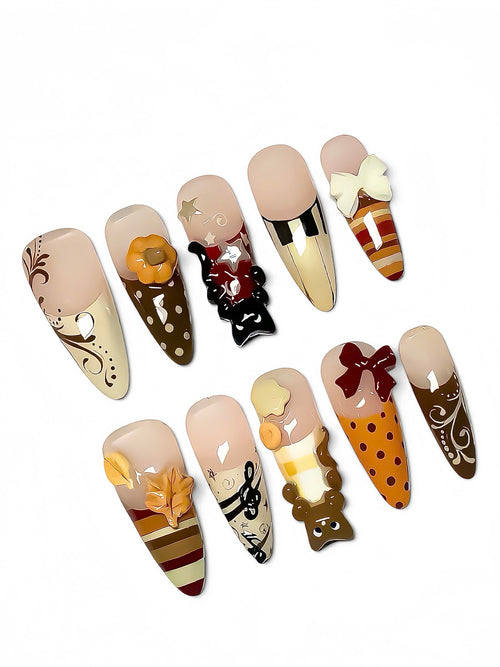 Autumn Woodland Cozy Handmade Press On Nail Set