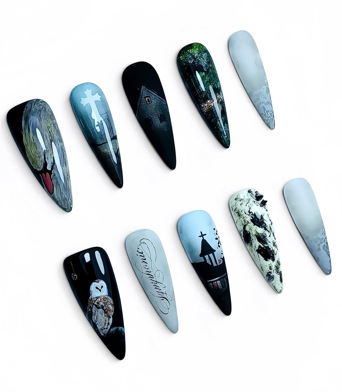 Dark Gothic Religious Handmade Press On Nail Set