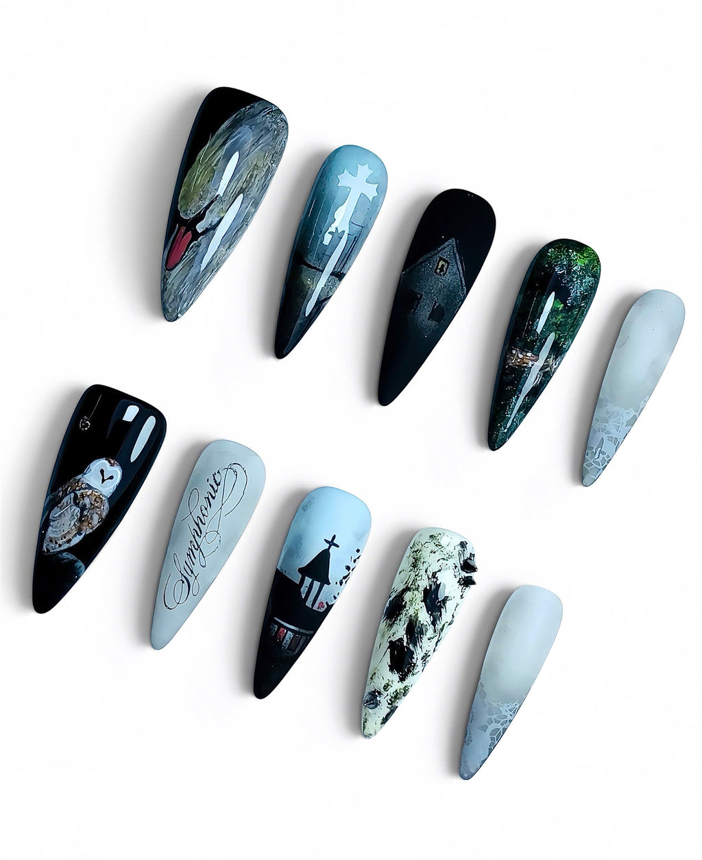 Dark Gothic Religious Handmade Press On Nail Set