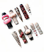 Gothic Tattoo Handmade Press On Nail Set
