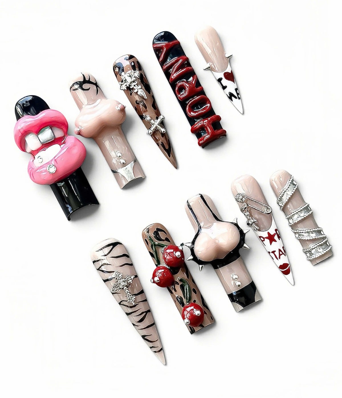 Gothic Tattoo Handmade Press On Nail Set