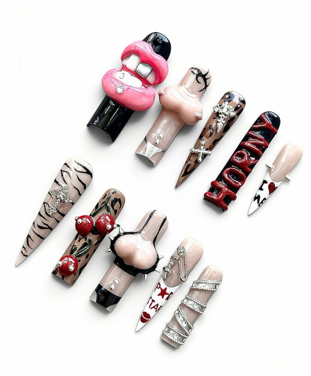 Gothic Tattoo Handmade Press On Nail Set
