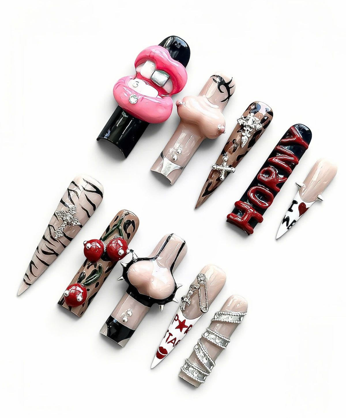 Gothic Tattoo Handmade Press On Nail Set