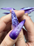 Gothic Purple Spiderweb Handmade Press On Nails