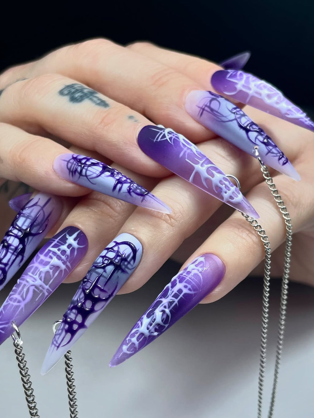 Gothic Purple Spiderweb Handmade Press On Nails