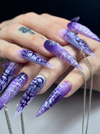 Gothic Purple Spiderweb Handmade Press On Nails