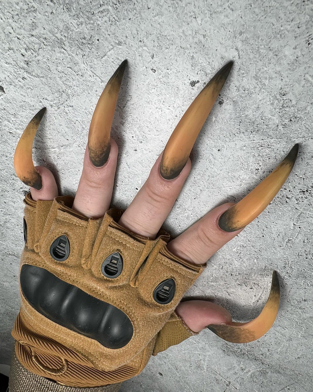 Monster Claw Amber Brown Handmade Press On Nails