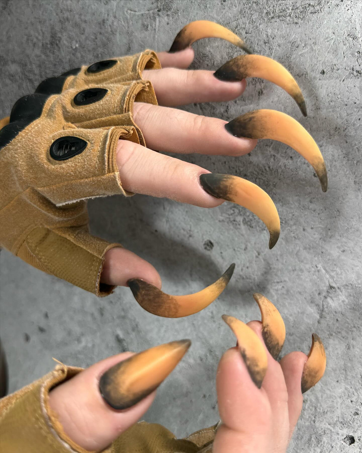 Monster Claw Amber Brown Handmade Press On Nails