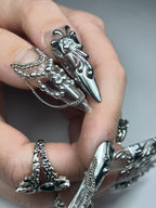 Silver Chrome 3D Gothic Baroque Stiletto Press On Nails