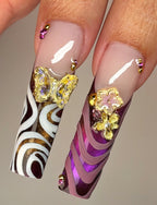 Baroque Rococo Floral Gold Handmade Press On Nails