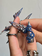 Blue Chrome 3D Metallic Stiletto Press On Nails