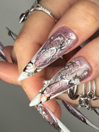 Gothic Chrome Abstract Handmade Press On Nails