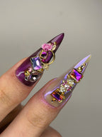 Royal Burgundy Rococo 3D Handmade Press On Nails