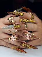 Antique Gold Baroque Handmade 3D Press On Nails
