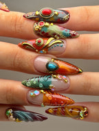 Bohemian Vintage Jewel Embellished Press On Nails