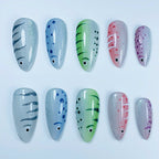 Colorful Koi Fish Glitter Design Press On Nail Set