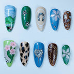 Countryside Floral Western Press On Nail Set Handmade Artistic Nature Design