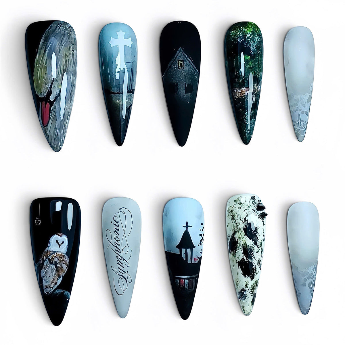 Dark Gothic Religious Handmade Press On Nail Set