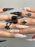 Dark Gothic Rococo Handmade 3D Press On Nails
