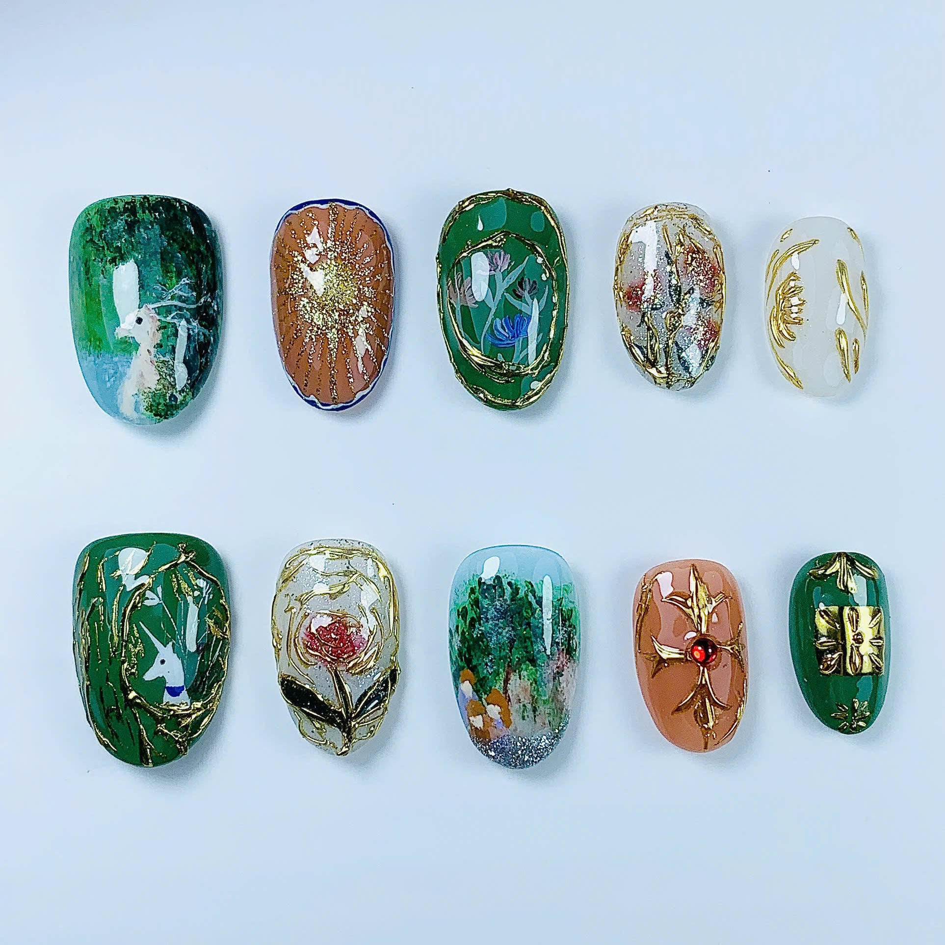 Enchanted Forest Fantasy Handmade Press On Nail Set