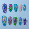 Fantasy Butterfly Floral Pearl Press On Nail Set Handmade Mermaid Dream Design