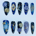 Galaxy Celestial Press On Nail Set Handmade Luxury Cosmic Jewelry Design