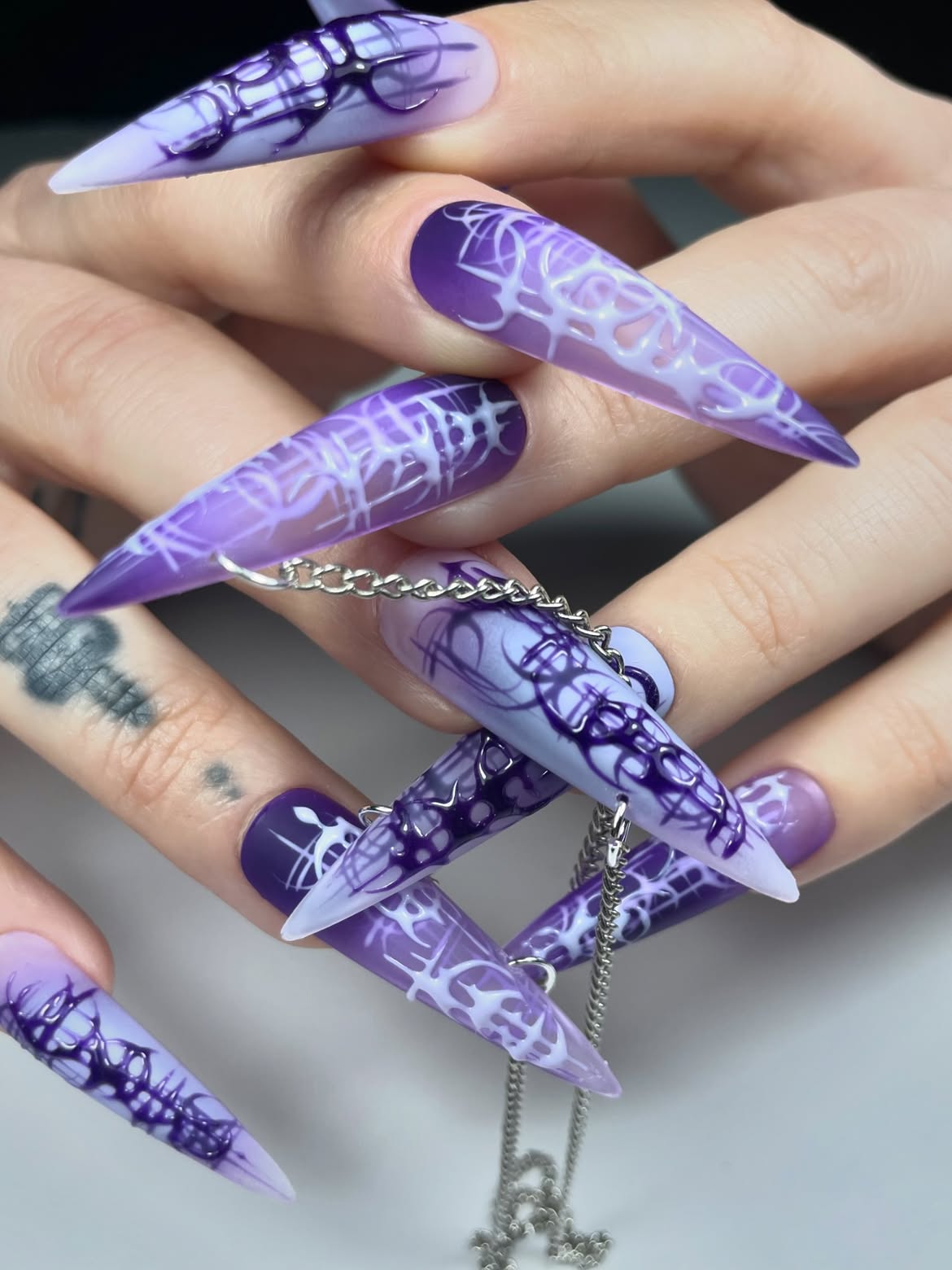 Gothic Purple Spiderweb Handmade Press On Nails 
