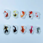 Hand Painted Koi Fish Press On Nail Set Handmade Aquarium Art