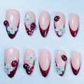 Ladybug Daisy French Press On Nail Set Handmade Cute Garden Design