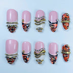 Luxury Abstract Gold Handmade Press On Nail Set