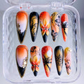 Luxury Tropical Sunset Floral Hand Painted Almond Press On Nail Set