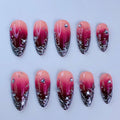 Pink Ombre Chrome Luxury Gradient Handmade Press On Nail Set