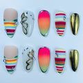 Rainbow Chrome Gradient Press On Nail Set