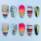 Rainbow Chrome Gradient Press On Nail Set