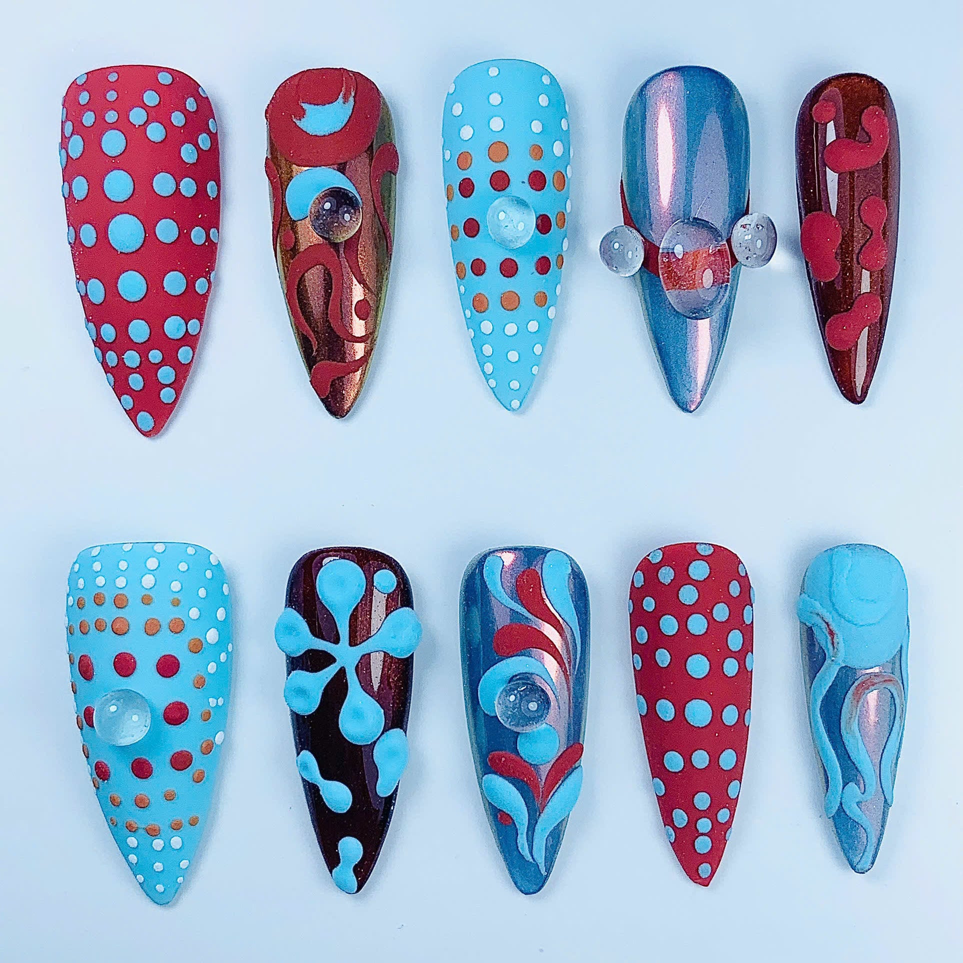 Retro Pop Art Handmade Press On Nail Set