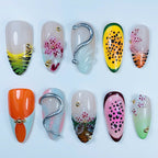 Tropical Fruit Floral Design Press On Nail Set