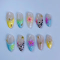 Tropical Hibiscus Beach Press On Nails Summer Floral Press On Set