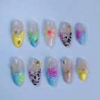 Tropical Hibiscus Beach Press On Nails Summer Floral Press On Set