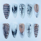 Vintage Gothic Calligraphy Handmade Press On Nail Set