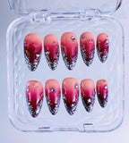 Pink Ombre Chrome Luxury Gradient Handmade Press On Nail Set