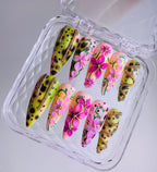 Hand Painted Tropical Floral Summer Luxury Almond Press On Nail Set