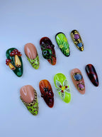 Woodland Fantasy Sculptural Handmade Press On Nail Set Luxury Design Collection