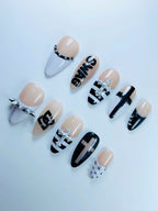 Gothic Cross Monochrome Press On Nail Set Handmade Alternative Art Design