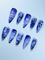 Abstract Purple Graffiti Press On Nail Set Handmade Street Art Design