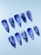 Abstract Purple Graffiti Press On Nail Set Handmade Street Art Design