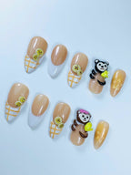 Cute Animal Fruit Press On Nail Set Handmade Kawaii Art Design