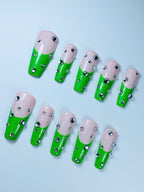 Neon Green Chrome Press On Nail Set Handmade Minimalist Modern Design